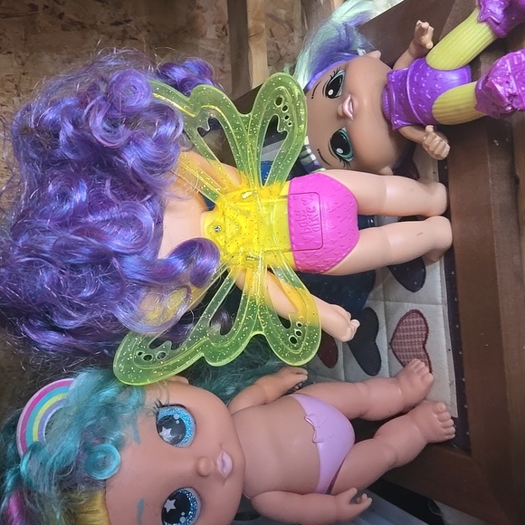 Whimsical Fairy Doll with Purple Hair and Yellow Outfit - Picture 2 of 2